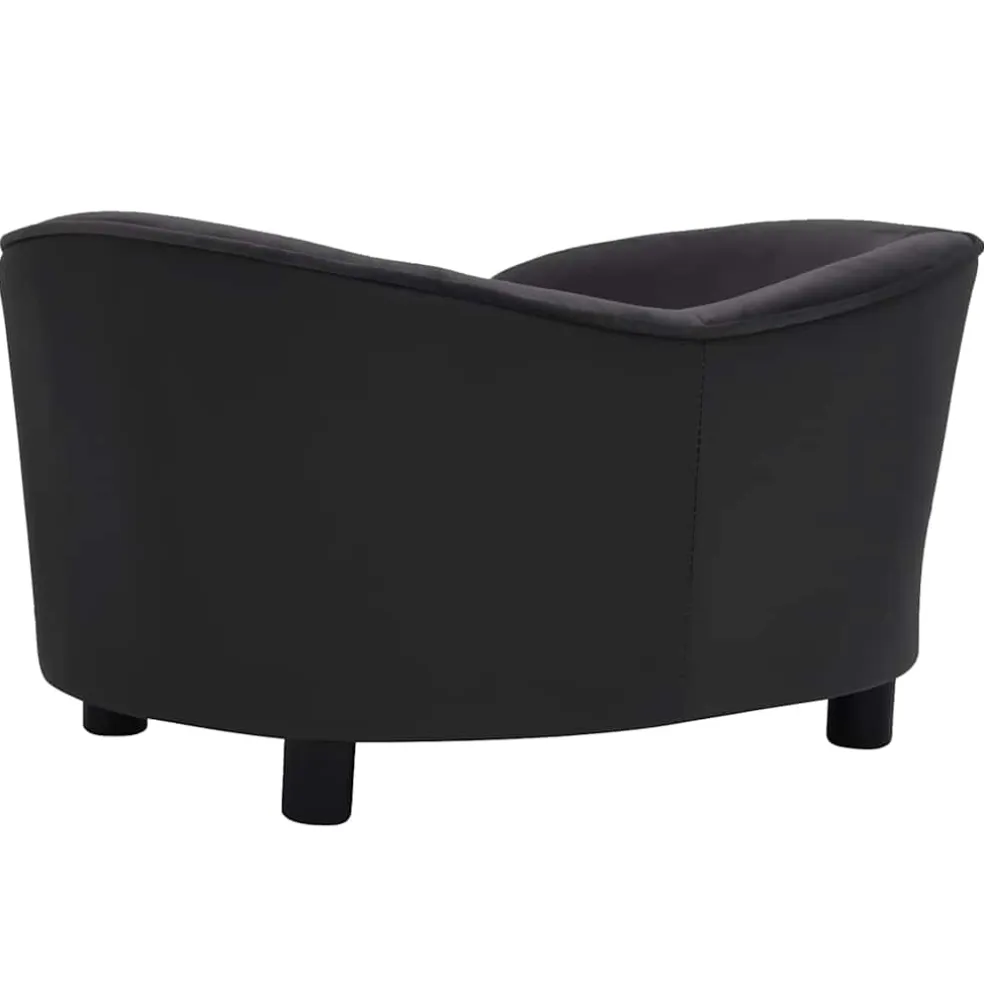 vidaXL Hondenbank 69x49x40 cm pluche en kunstleer zwart