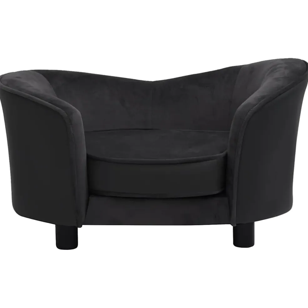 vidaXL Hondenbank 69x49x40 cm pluche en kunstleer zwart