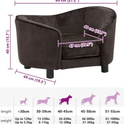 vidaXL Hondenbank 69x49x40 cm pluche bruin