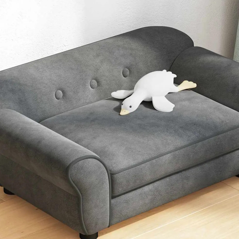 vidaXL Hondenbank 72x45x30 cm pluche donkergrijs