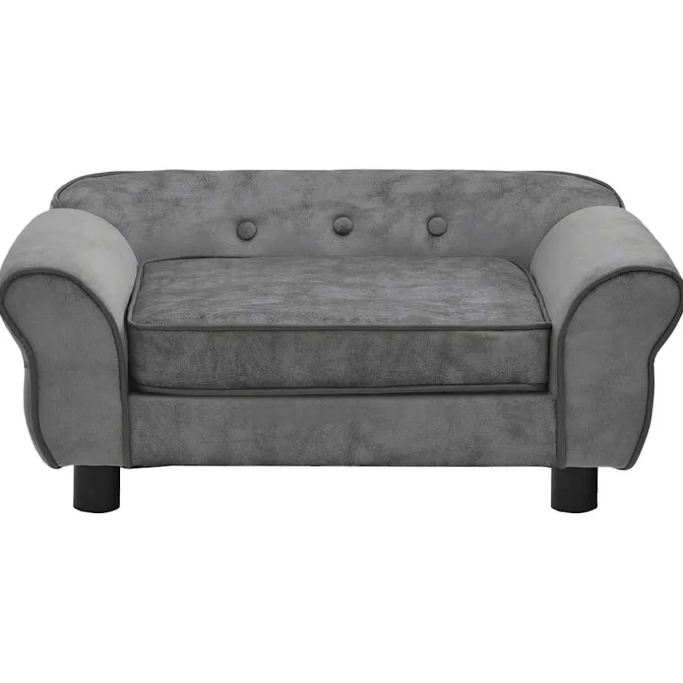 vidaXL Hondenbank 72x45x30 cm pluche donkergrijs