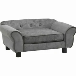 vidaXL Hondenbank 72x45x30 cm pluche donkergrijs