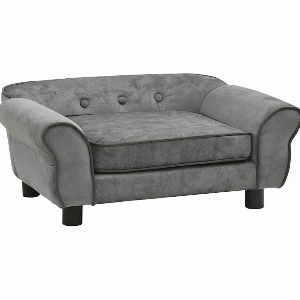 vidaXL Hondenbank 72x45x30 cm pluche donkergrijs