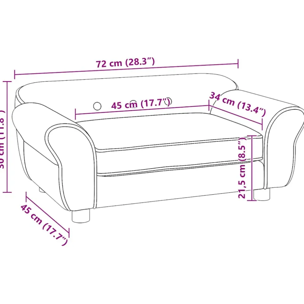 vidaXL Hondenbank 72x45x30 cm pluche donkergrijs