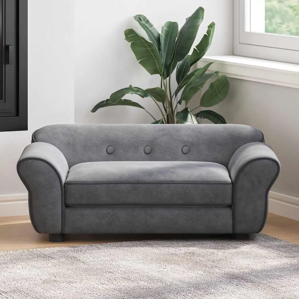 vidaXL Hondenbank 72x45x30 cm pluche donkergrijs