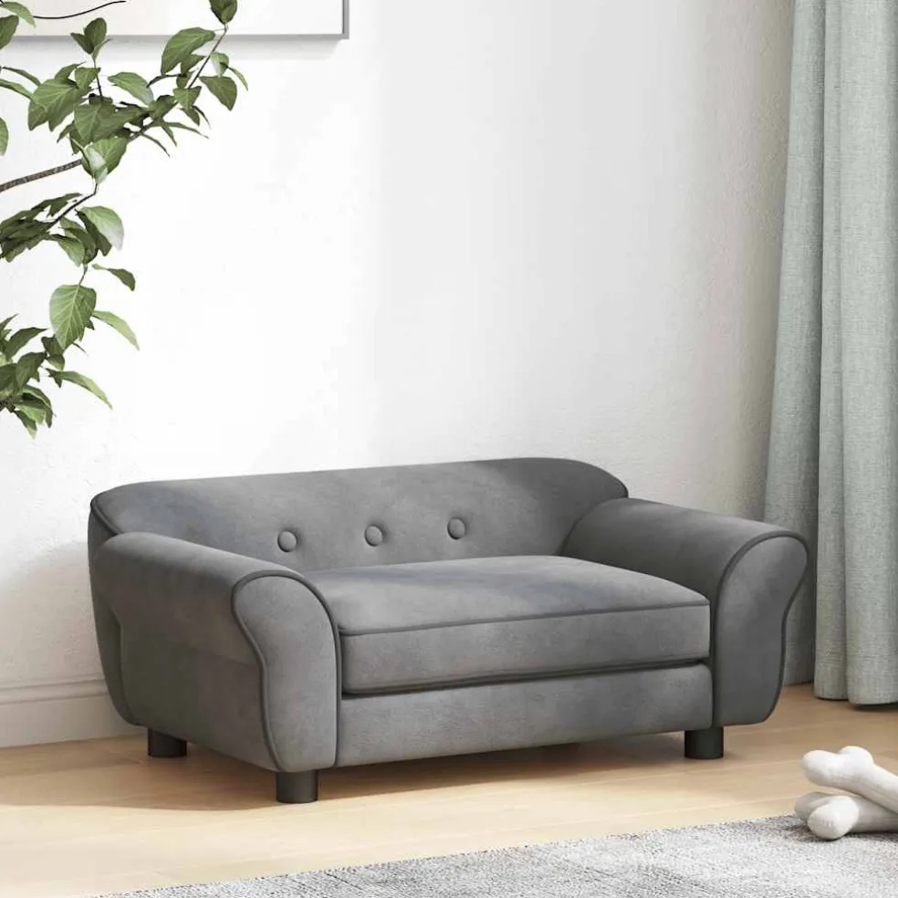 vidaXL Hondenbank 72x45x30 cm pluche donkergrijs