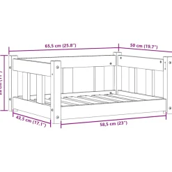 vidaXL Hondenbed Wasbruin 65,5 x 50 x 28 cm Massief grenenhout