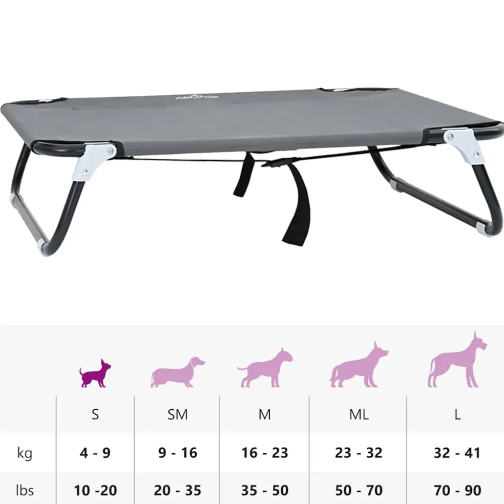 vidaXL Hondenbed 70 x 46 x 18 cm Staal Lichtgrijs