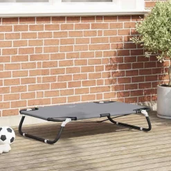 vidaXL Hondenbed 70 x 46 x 18 cm Staal Lichtgrijs