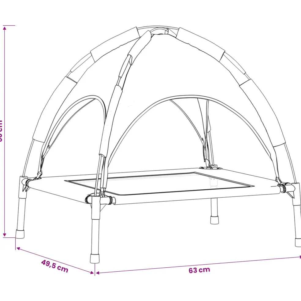 vidaXL Hondenbed 63 x 49,5 x 60 cm Staal Zilvergrijs