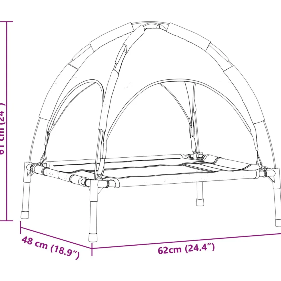 vidaXL Hondenbed Zwart 62 x 48 x 61 cm Staal
