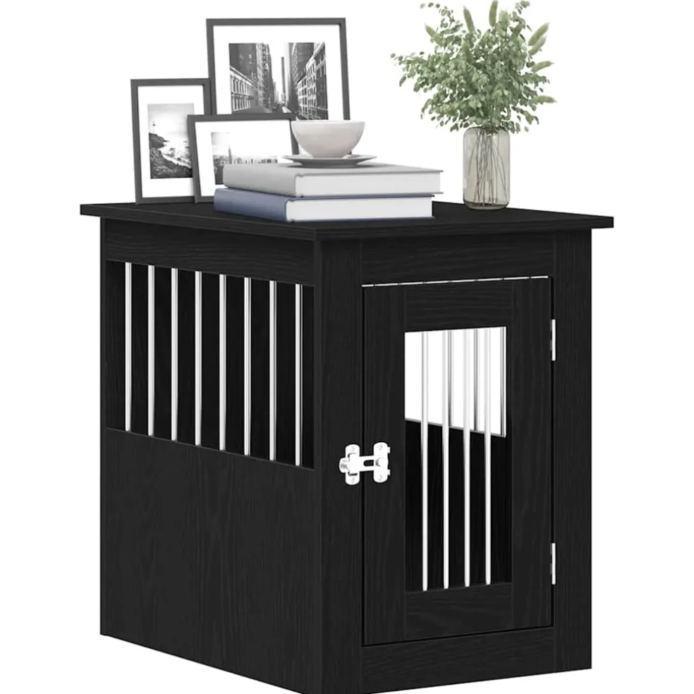 vidaXL Hondenbenchmeubel 45x62x59 cm bewerkt hout zwart eikenkleurig