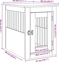 vidaXL Hondenbenchmeubel 45x62x59 cm bewerkt hout zwart eikenkleurig
