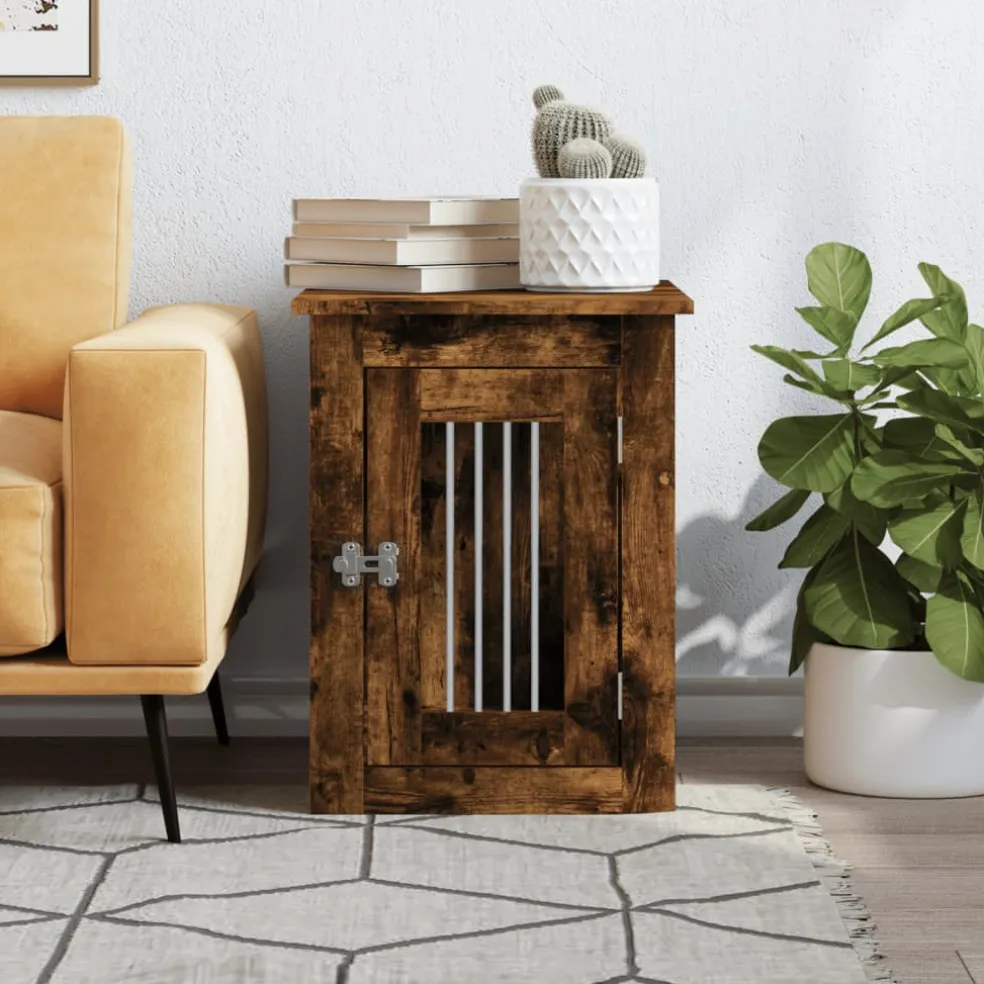 vidaXL Hondenbench 45x62x59 cm bewerkt hout gerookt eikenkleurig