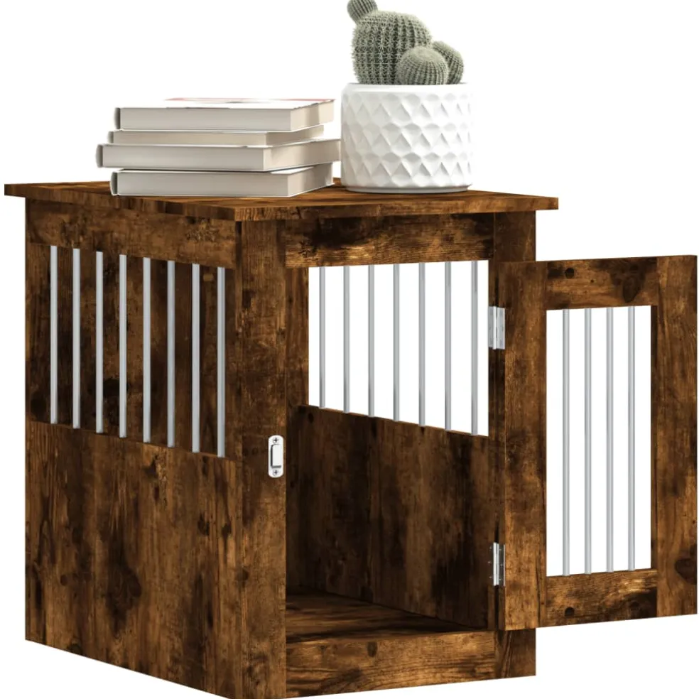 vidaXL Hondenbench 45x62x59 cm bewerkt hout gerookt eikenkleurig