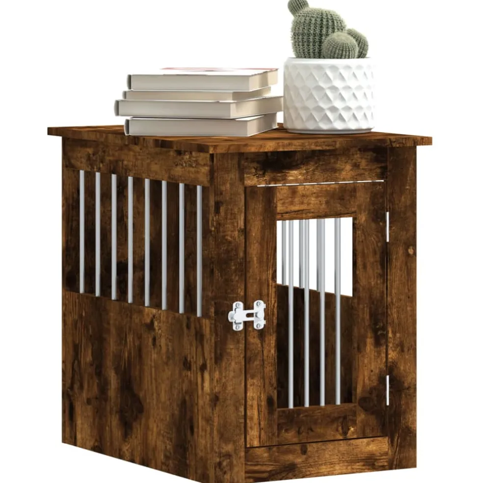 vidaXL Hondenbench 45x62x59 cm bewerkt hout gerookt eikenkleurig