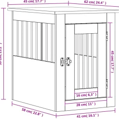 vidaXL Hondenbench 45x62x59 cm bewerkt hout wit