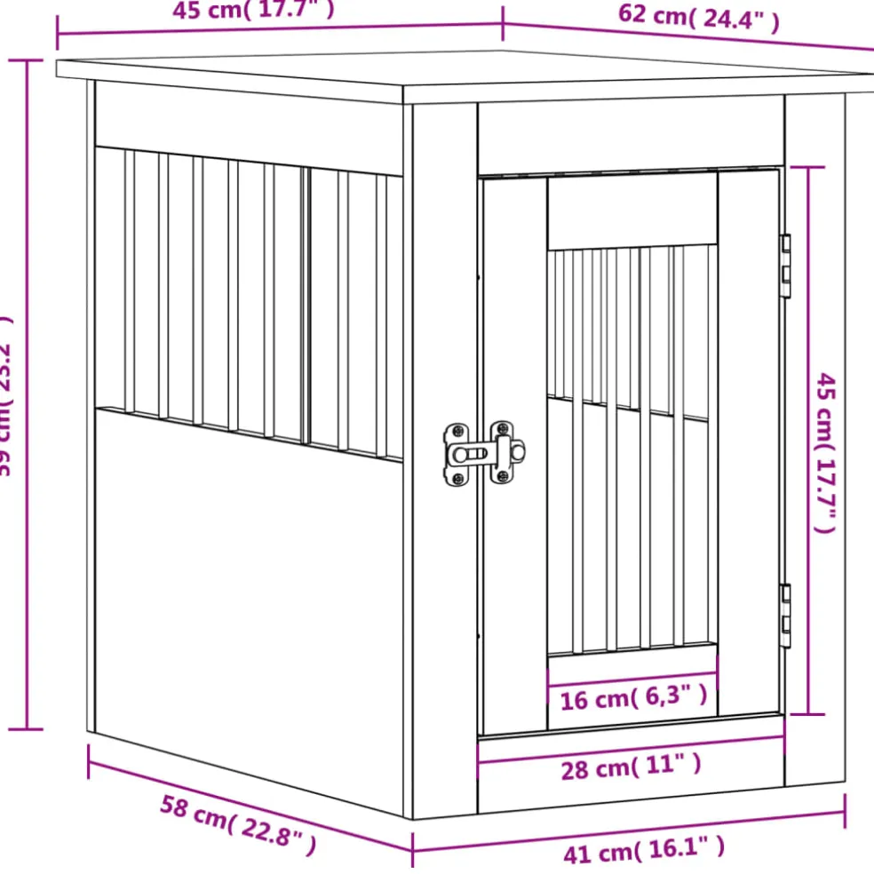 vidaXL Hondenbench 45x62x59 cm bewerkt hout wit