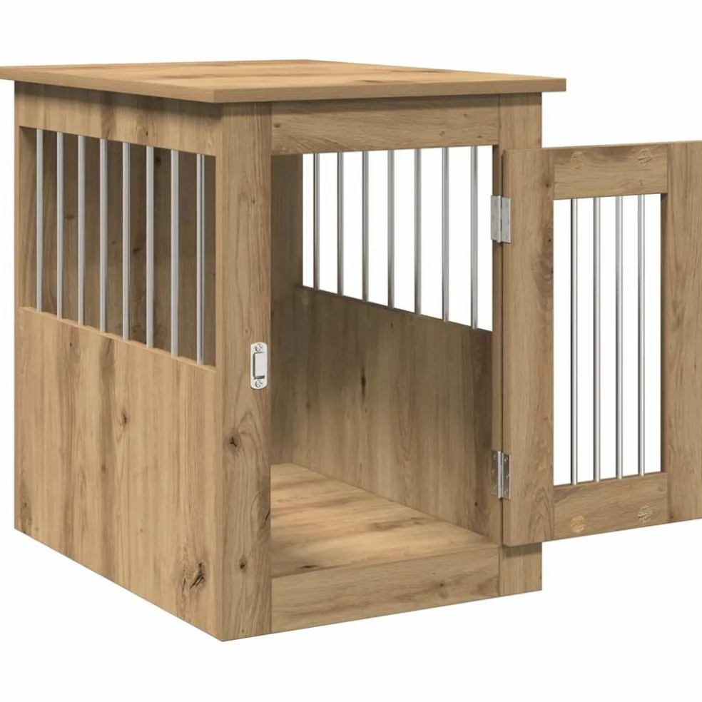 vidaXL Hondenbench 45x62x59 cm bewerkt hout artisanaal eikenkleurig