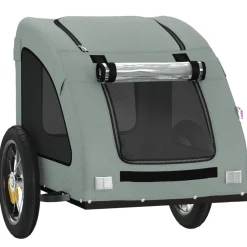 vidaXL Hondenfietstrailer oxford stof en ijzer grijs
