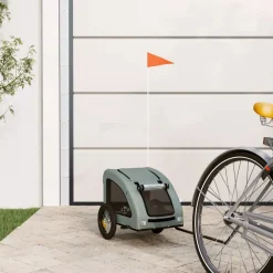 vidaXL Hondenfietstrailer oxford stof en ijzer grijs