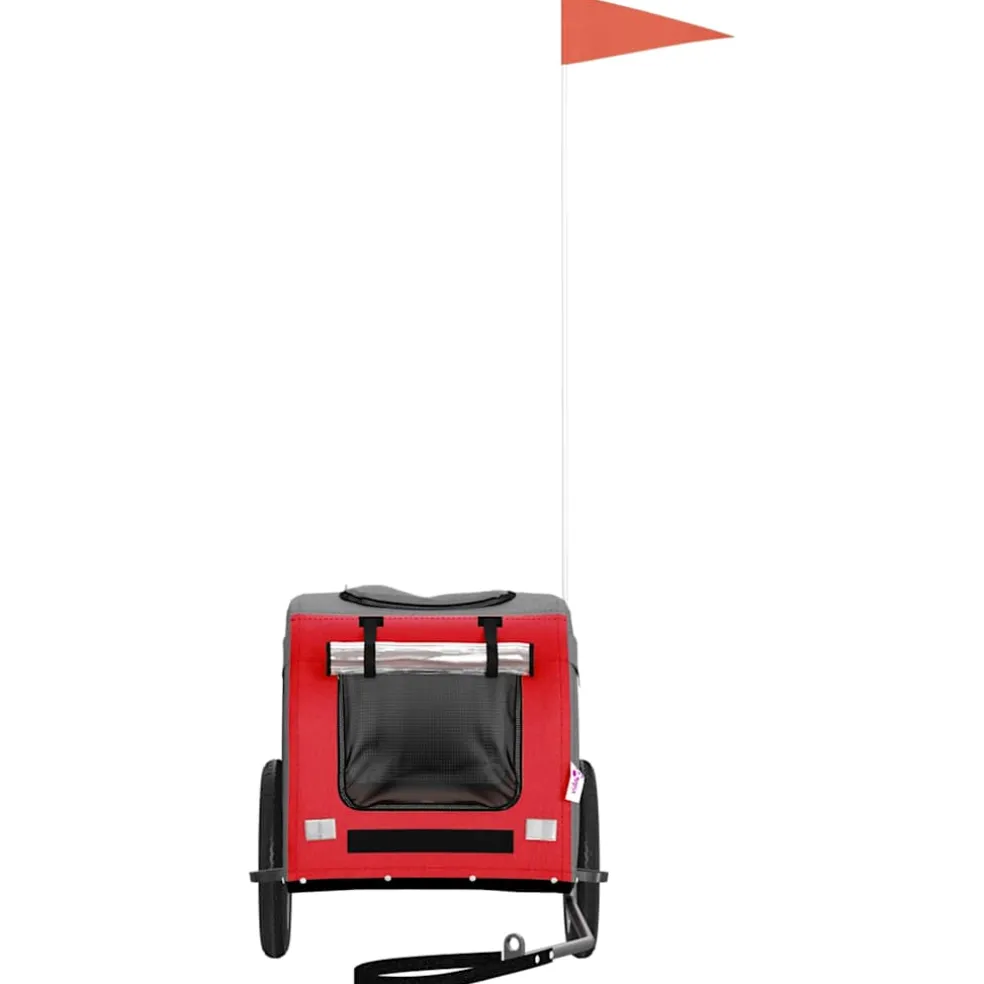 vidaXL Hondenfietstrailer oxford stof en ijzer rood en grijs
