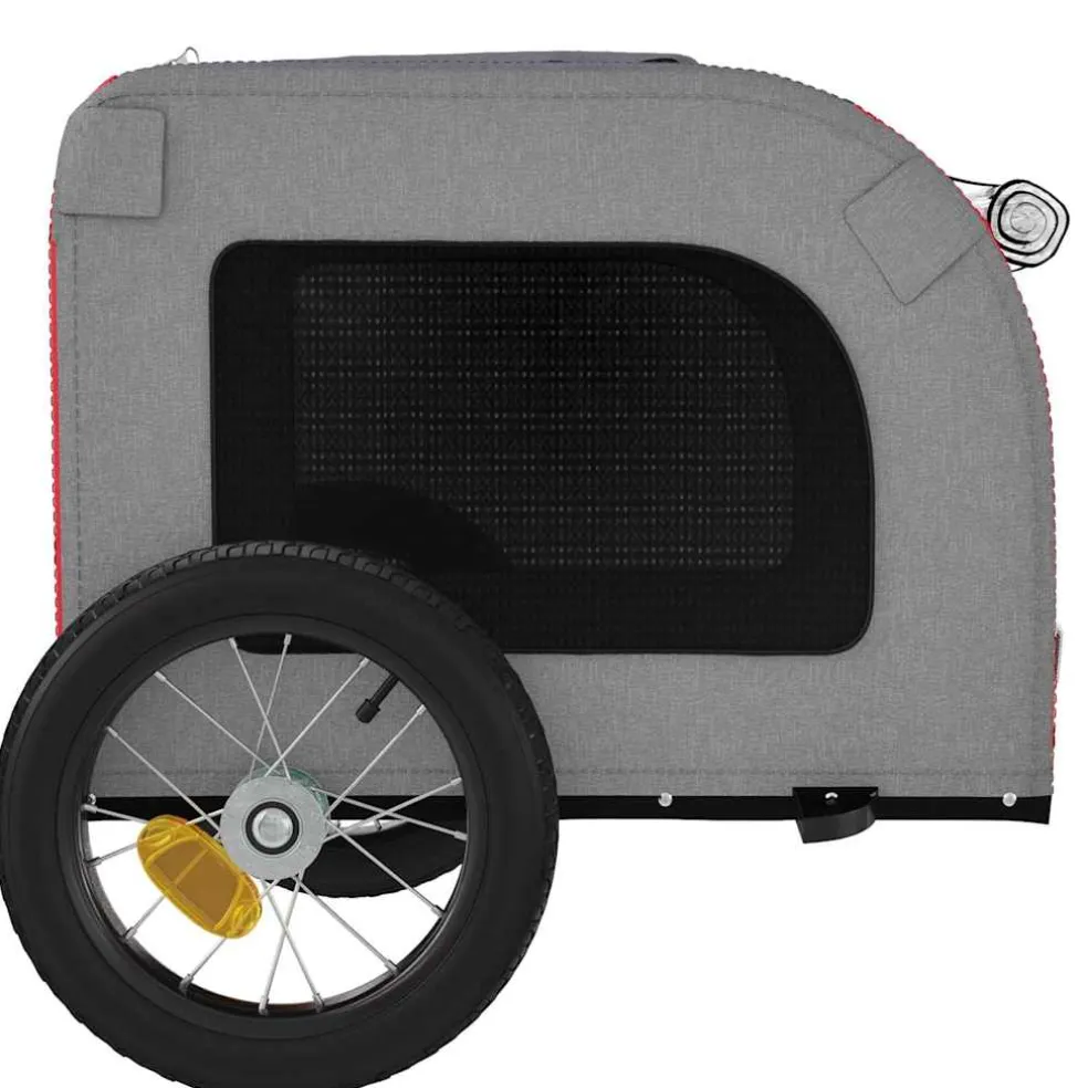 vidaXL Hondenfietstrailer oxford stof en ijzer rood en grijs