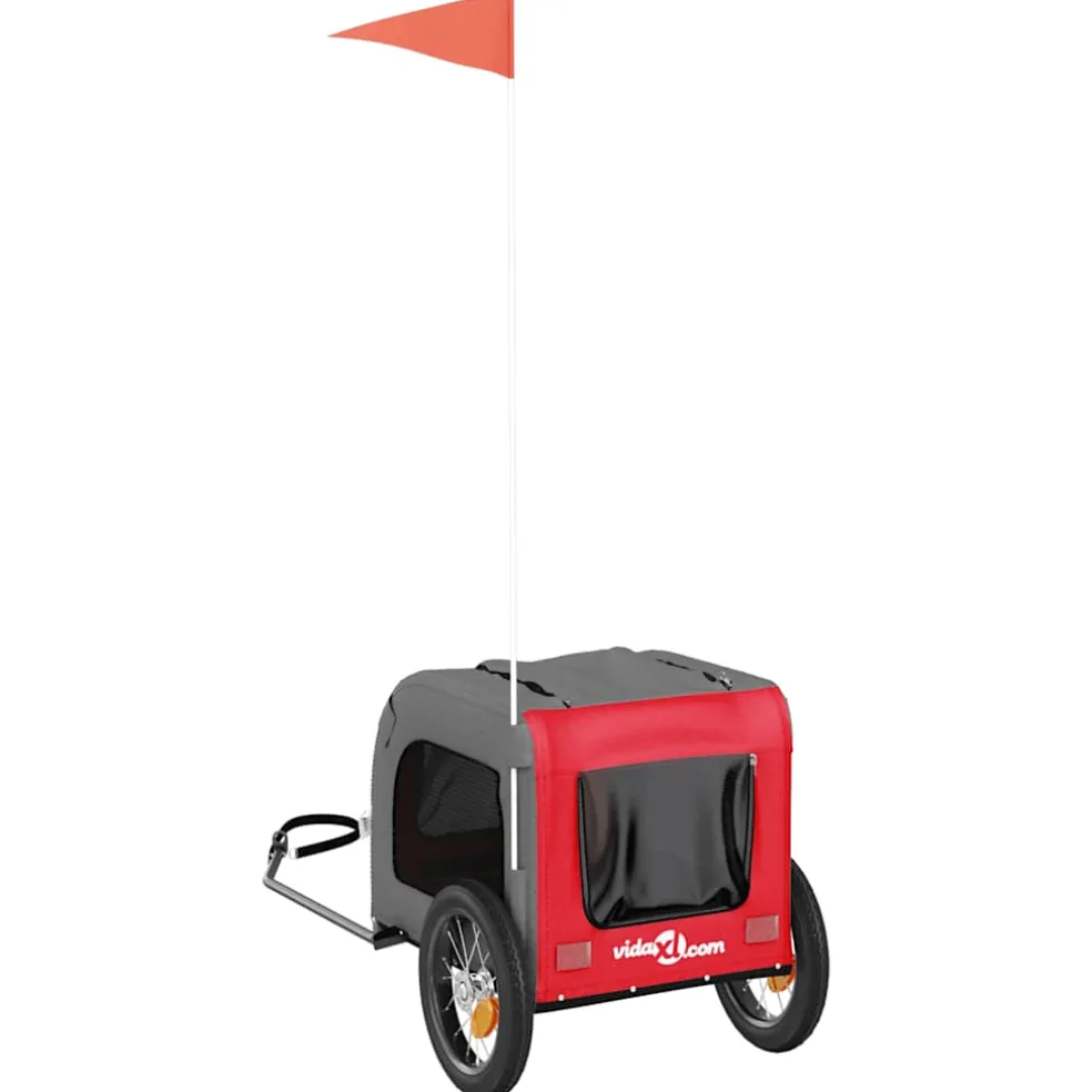 vidaXL Hondenfietstrailer oxford stof en ijzer rood en grijs