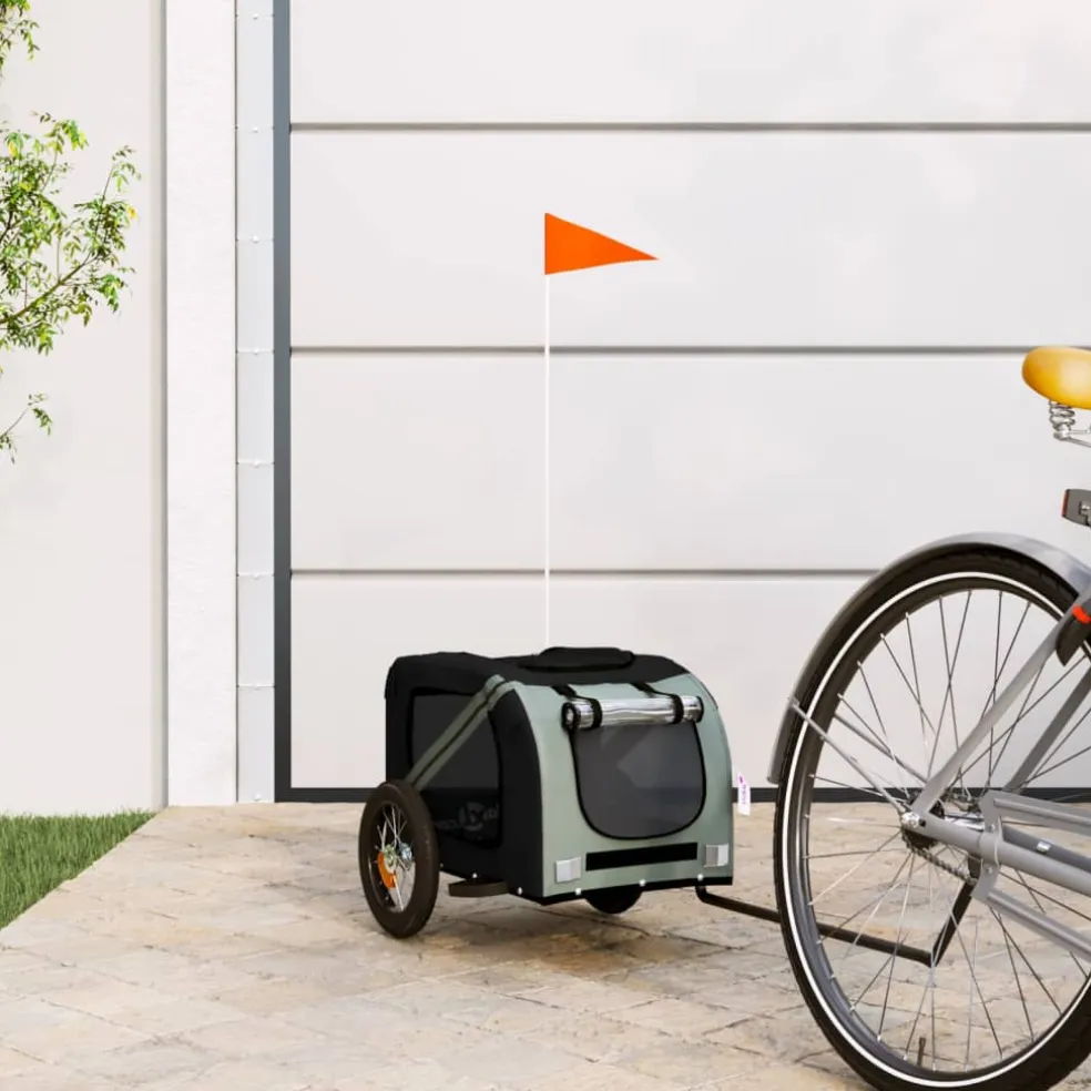 vidaXL Hondenfietstrailer oxford stof en ijzer grijs en zwart