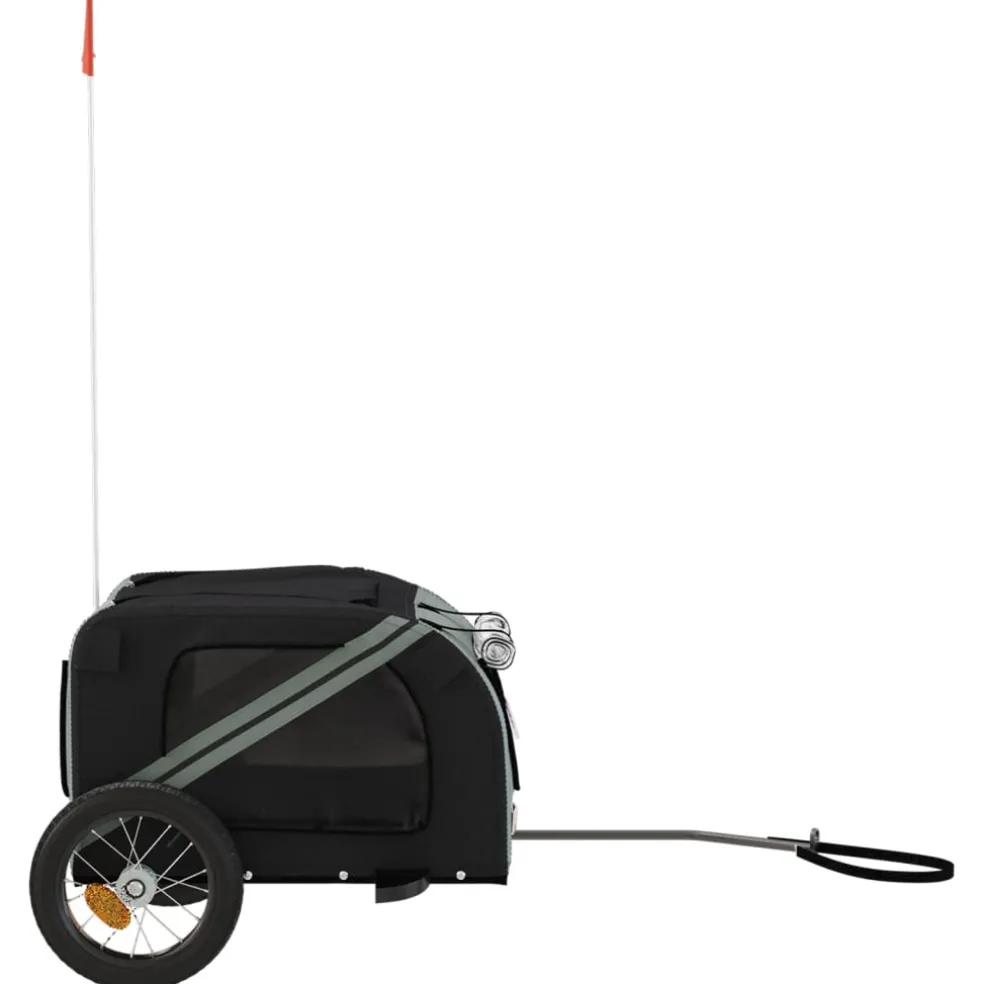 vidaXL Hondenfietstrailer oxford stof en ijzer grijs en zwart