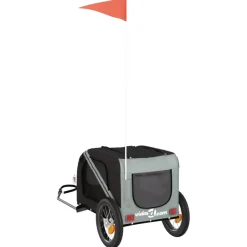 vidaXL Hondenfietstrailer oxford stof en ijzer grijs en zwart