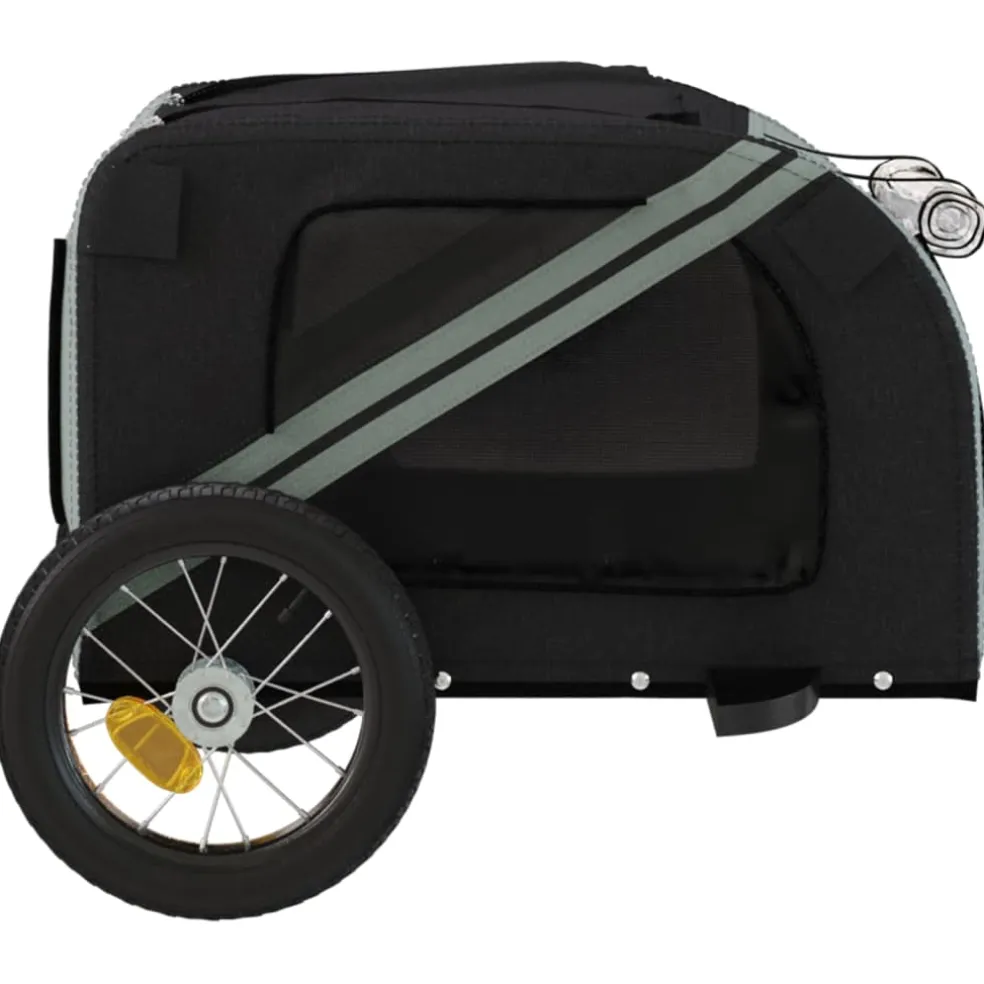 vidaXL Hondenfietstrailer oxford stof en ijzer grijs en zwart