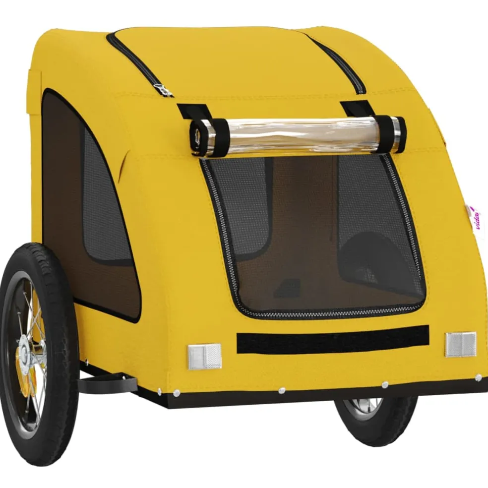 vidaXL Hondenfietstrailer oxford stof en ijzer geel en zwart