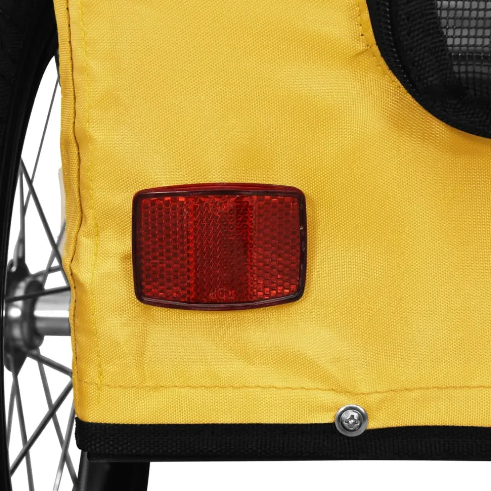 vidaXL Hondenfietstrailer oxford stof en ijzer geel en zwart