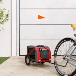 vidaXL Hondenfietstrailer oxford stof en ijzer rood