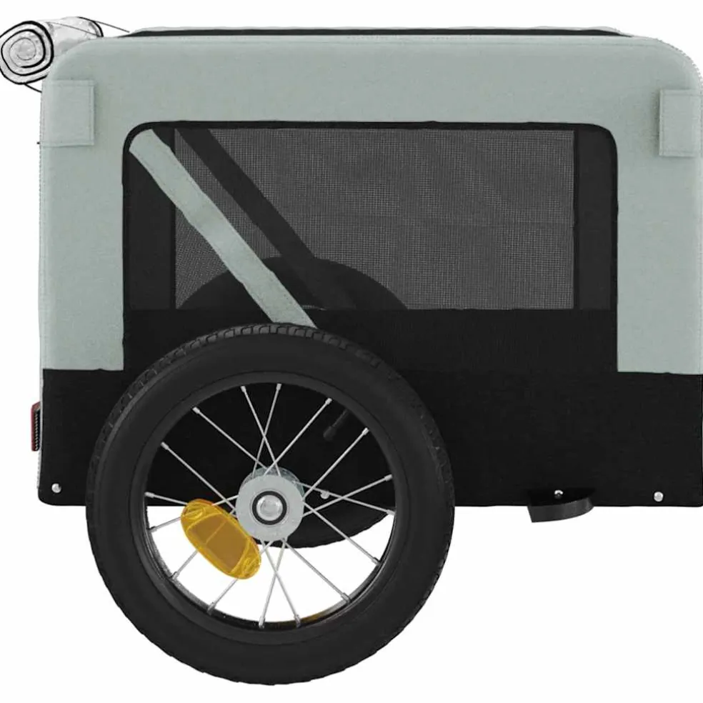 vidaXL Hondenfietstrailer oxfordstof en ijzer grijs en zwart