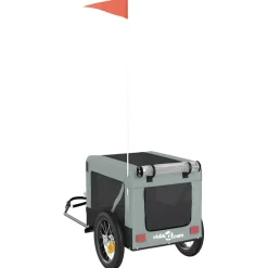 vidaXL Hondenfietstrailer oxfordstof en ijzer grijs en zwart