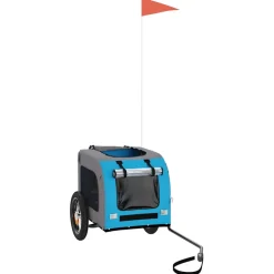 vidaXL Hondenfietstrailer oxford stof en ijzer blauw en grijs