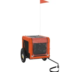 vidaXL Hondenfietstrailer oxford stof en ijzer oranje en zwart