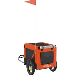 vidaXL Hondenfietstrailer oxford stof en ijzer oranje en zwart