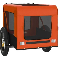 vidaXL Hondenfietstrailer oxford stof en ijzer oranje en zwart