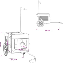vidaXL Hondenfietstrailer oxford stof en ijzer blauw en zwart
