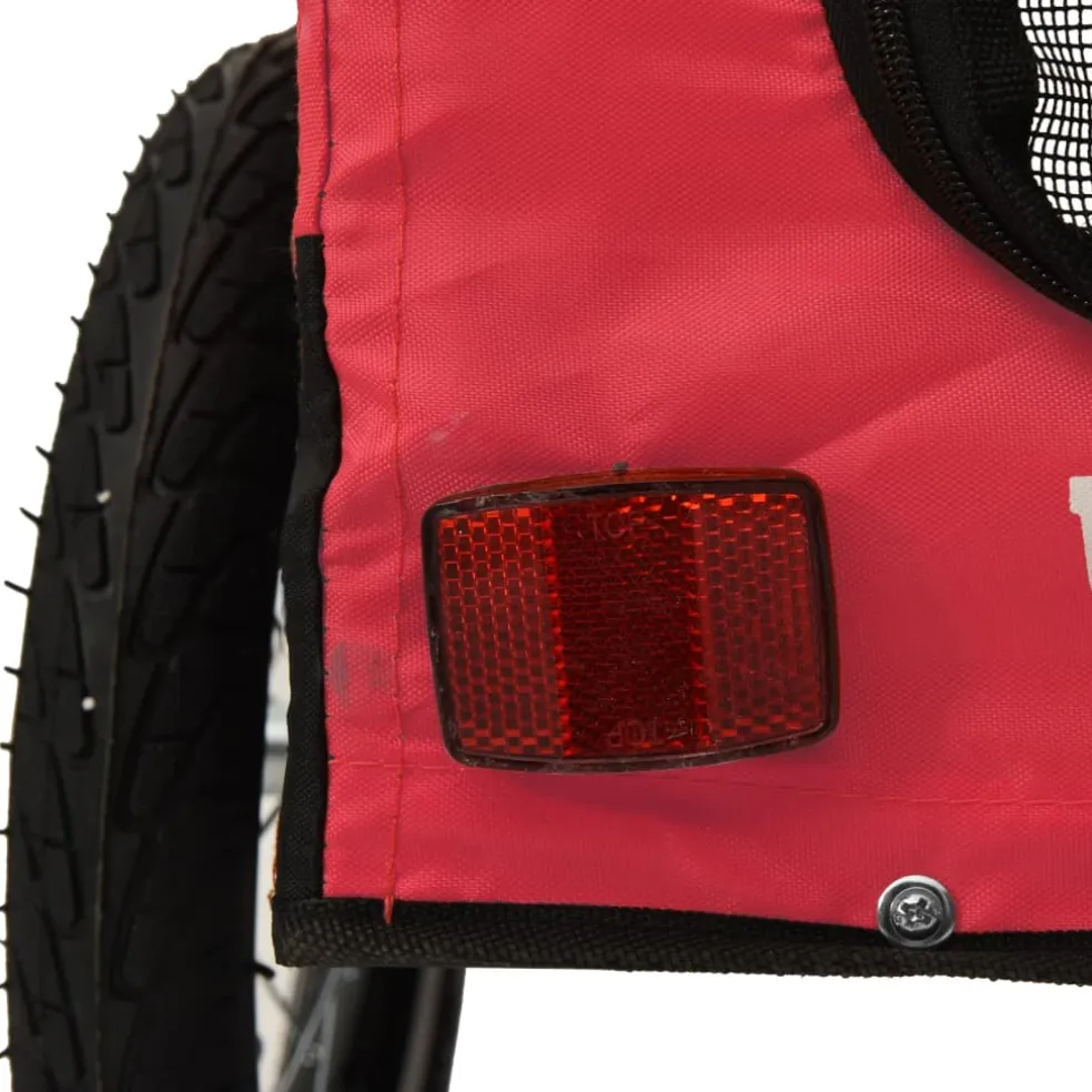 vidaXL Hondenfietstrailer oxford stof en ijzer rood en zwart
