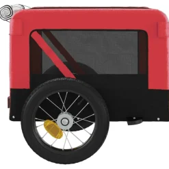 vidaXL Hondenfietstrailer oxford stof en ijzer rood en zwart