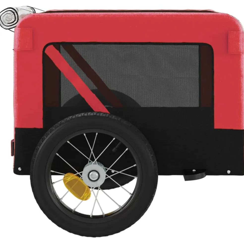 vidaXL Hondenfietstrailer oxford stof en ijzer rood en zwart