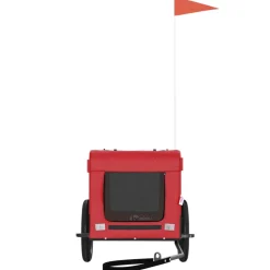 vidaXL Hondenfietstrailer oxford stof en ijzer rood en zwart