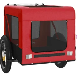 vidaXL Hondenfietstrailer oxford stof en ijzer rood en zwart