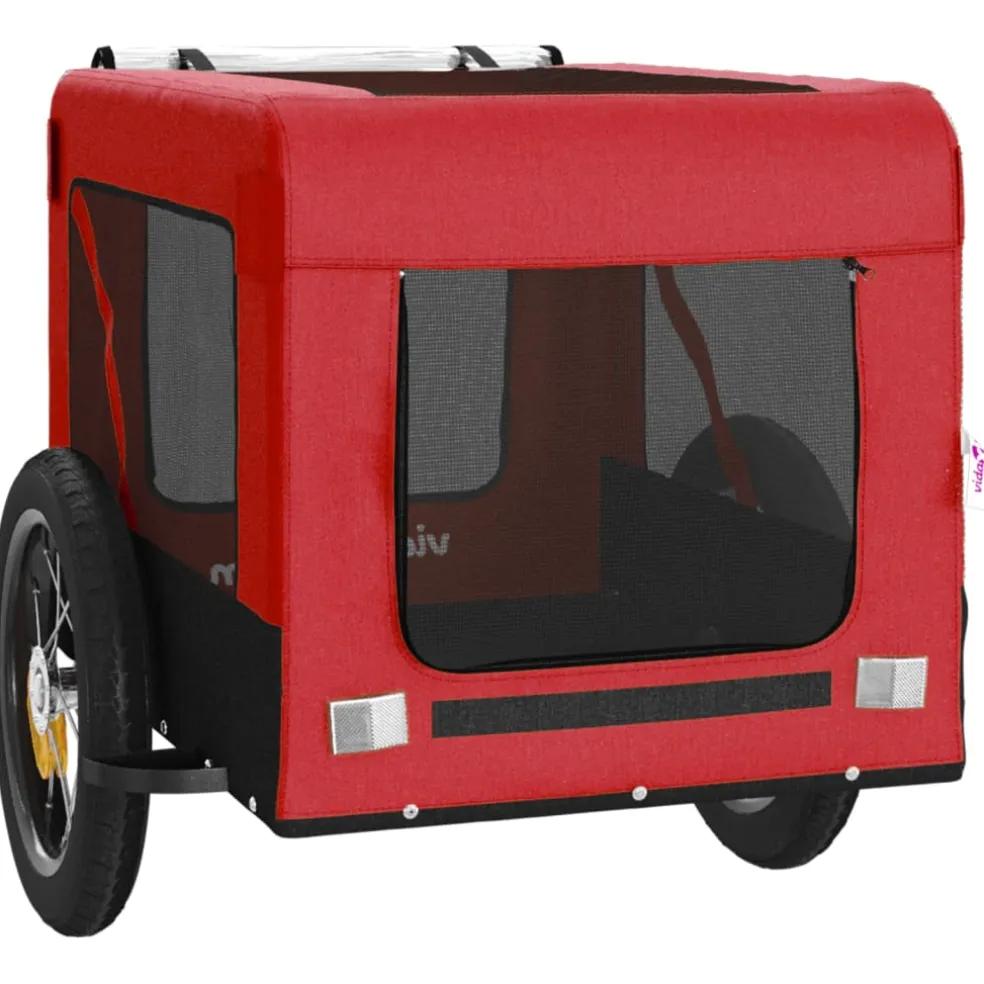 vidaXL Hondenfietstrailer oxford stof en ijzer rood en zwart