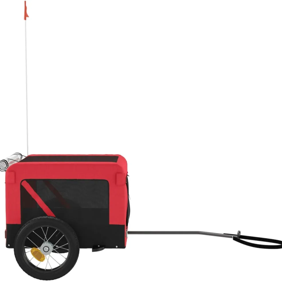 vidaXL Hondenfietstrailer oxford stof en ijzer rood en zwart
