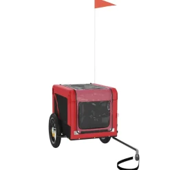 vidaXL Hondenfietstrailer oxford stof en ijzer rood en zwart